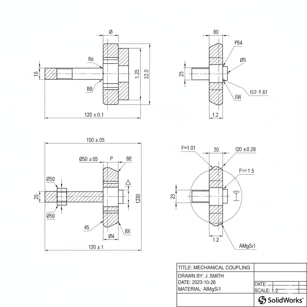 Technische Werkszeichnung nach DIN/ISO Standard